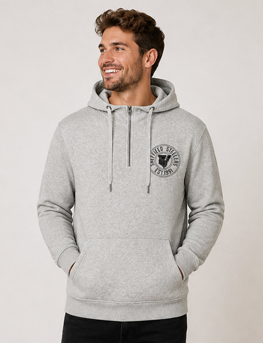 Retro Grey 1/4 Zip Hoodie