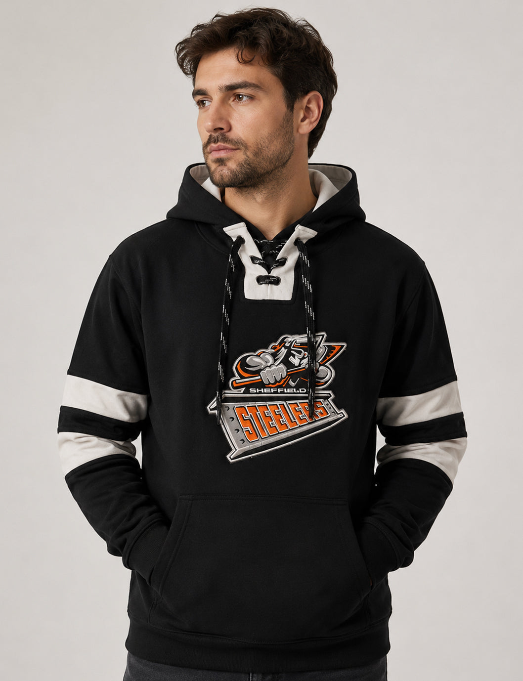 Steelers Lace-Up Hockey Hoodie